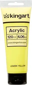 KINGART 503-101 PRO Artist Quality LEMON YELLOW Acrylic Paint, 120ml (4.06oz) Single Tube, Highly Pigmented, Lemon Yellow