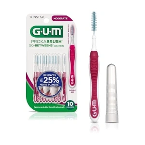 GUM Proxabrush Go-Betweens - Moderate - Interdental Brushes - Soft Bristled Dental Picks for Plaque Removal & Gum Health - Safe for Braces & Dental Devices, 10ct