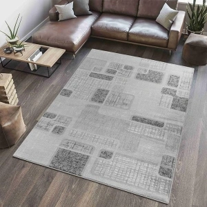 RUG BRANCH Sakarya Geometric Modern Abstract Grey Black Indoor Area Rug for Living Room, Bedroom, Dining Room, and Kitchen - 4' x 6' (3'11' X 5'7