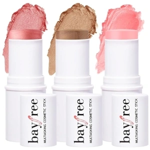 KIMUSE Multi Stick Trio Face Makeup, Cream Blush Stick for Cheeks & Lips, Moisturizer & Contour Makeup Sticks for All Skin,PEACHY PINK