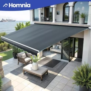 Patio Awning Retractable Sun Shade 13' x 8' Windows Canopy Front Door Patio Deck