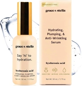 Grace & Stella Hyaluronic Acid Serum for Face - 50ml, Anti-Aging Serum with Hydrating and Brightening Properties, Vegan and Paraben-Free