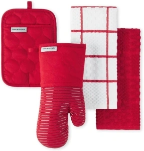 KitchenAid Quilted Cotton Terry Cloth Oven Mitt, Pot Holder Heat Resistant, 16