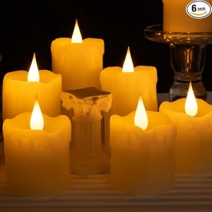 Da by Flameless Votive Candles，Tea Lights, Flameless Flickering Auto Tea Lights Battery Operated, Batteries Included, Long-Lasting, Pack of 6