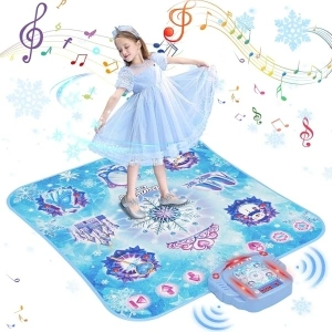 Dance Mat, 2024 8-Button Frozen Dance Pad with Wireless Bluetooth, Upgraded Flowing Light Control System with Stands, Princess Toys Birthday for 3-12 Year Old Girls