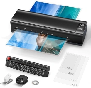 Laminator, 13 Inch Lamination Machine for A3/A4/A5/A6, with 6 in 1 Personal Desktop Cold & Hot A3 Laminating Machine, 60s Warm-Up Jam-Free laminator Machine with 12 Pouches for Office, School, Home