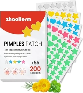 255 Count Star Pimple Patches for Face, Hydrocolloid Acne Patches, Cute Star hearts Zit Covers, Colorful Spot Stickers with Tea Tree, Salicylic Acid & Cica Oil - Spot Stickers for Face and Skin