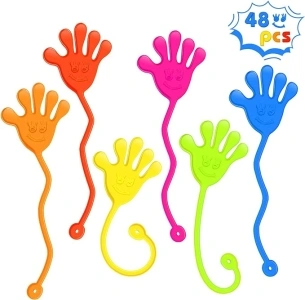 48PCS Sticky Hands Bulk Party Favors for Kids 4-8 8-12 Stretchy Sticky Hand Toy Trick or Treat Halloween Goodie Bag Stuffers Fillers Treasure Box Toys for Classroom Prizes Birthday Party Supplies
