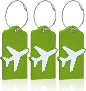 Vigorport Luggage Tags with Name ID Card, 3 Pack Flexible & Bright Silicone Luggage Tag for Suitcases TSA Approved, Best Travel Accessories for Baggage/Bag Identification (Green)