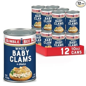 Bumble Bee Whole Baby Canned Clams, 10 oz Can (Pack of 12) - Ready to Eat - 13g Protein per Serving - Gluten Free