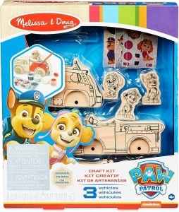 Melissa & Doug PAW Patrol Wooden Vehicles Craft Kit - 3 Decorate Your Own Vehicles, 3 Play Figures