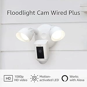 Ring Floodlight Cam Wired Plus with motion-activated 1080p HD video, White (2021 release)