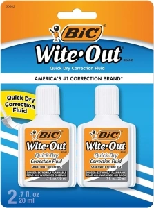 BIC Wite-Out Quick Dry Correction Fluid - 2 pack - white color writeout - white-out