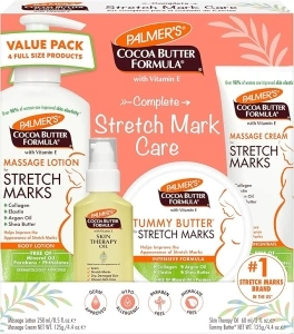 Palmer's Cocoa Butter Formula Pregnancy Skin Care Kit for Stretch Marks and Scars, Dermatologist Approved, Gift for Mom to Be, 4 Piece Full Size Set