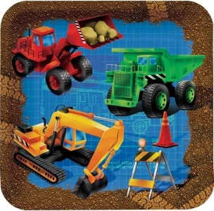 8-Count Square Paper Dessert Plates, Under Construction