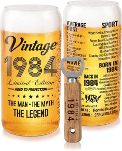 40th Birthday Gifts for Men, Unique 40th Birthday Gifts for Men, 40 Year Old Gifts for Men, Turning 40 Year Old Gifts For Men, Dad, Husband - Vintage 1984 20 Ounce Beer Glass