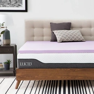 Lucid 2 Inch Mattress Topper Full – Memory Foam Mattress Topper Full – 5 Zone Lavender Infusion – CertiPur Certified Foam