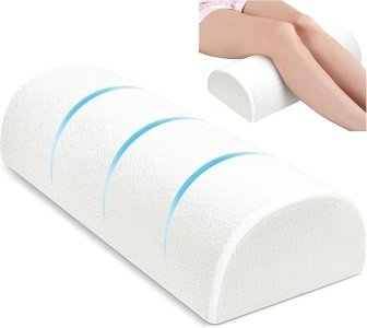 Large Knee Pillow for Side Sleepers Memory Foam Leg Pillows for Sleeping Yoga Bed Half Moon Bolster Pillow for Neck Pain Relief with Pillowcase 23.6