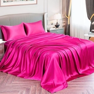 Satin Silk Pillow Cases Set of 2, Soft and Cozy Hot Pink/Kids Travel Pillow case (14X20)