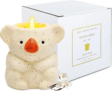 Vanilla Candles Highly Scented Gift Set for Women, Cute Koala Aromatherapy Jar Candle 6 oz 35 Hours Burn, Hand Poured Soy Wax Candle for Christmas Birthday Valentine Mother's Day