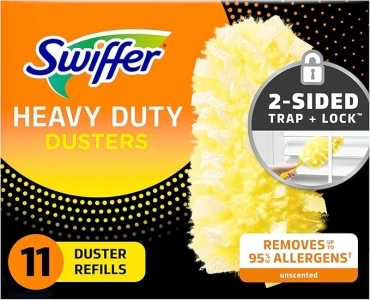 Swiffer Heavy Duty Refills, 11 Count - Black - Cleaning Dusters for Screen, Fan, Furniture, Picture Frame - Soft, Lightweight Plastic with Feather Head & Extendable Handle