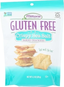 Milton's Craft Bakers Gluten Free Crispy Sea Salt Crackers - Baked Sea Salt Crackers, Non-GMO Project Verified, Kosher, Certified Gluten Free Sea Salt Snack, 5 Grains In Every Bite - 4.5 Oz