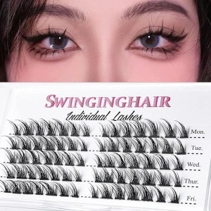 SWINGING Lash Clusters 70 Pcs Lashes Cluster Eyelash Extensions Eyelash Clusters Natural Look Wispy Lashes D Curl Cluster Lashes Individual Lashes Thin Band & Soft (Manga-70)