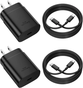 Type C Charger Fast Charging for Samsung 25W Fast Charger, 2-Pack PD/PPS USB C Fast Wall Charger Block with 6FT Type C to Type C Cable for Samsung Galaxy S23/S22/S21/S20/Note 20/Note 10/ iPhone 15