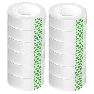 12 Rolls Transparent Tape Refills Clear Tape, 3/4-Inch x 1000 inch Transparent Glossy Tape Gift Wrapping Clear Tape for Office, Home, School