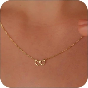 BAYLAY Gold Heart Necklace for Women - Dainty Gold Necklace 18K Gold/Silver Plated Cute Heart Necklace Simple Gold Necklace for Women Gold Jewelry for Women Trendy Gifts