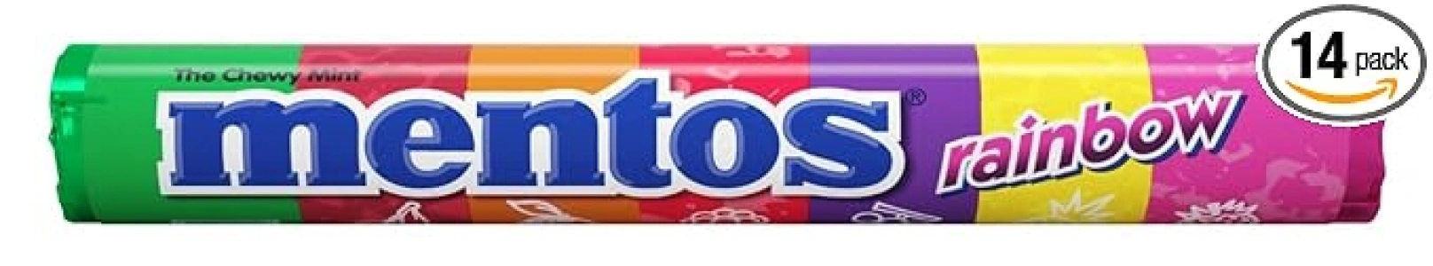 Mentos Chewy Mint Candy Roll, Rainbow, Non Melting, 1.32 ounce/14 Pieces