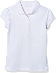 Chaps Girls' School Uniform Short Sleeve Interlock Polo