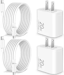 USB C Charger for iPad Pro 11/12.9 inch, iPad Air 4th/5th, iPad 10th Generation, iPhone 15 Pro Max Plus, 20W PD Fast USB C Charger Block Cube with 6FT USBC Charging Cable