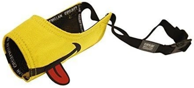 Cesar Millan Funny Muzzle, Smiley (Size 1, Yellow)