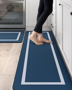 DEXI Kitchen Rugs and Mats for Floor Runner Rug Thin Non Skid Washable Pad Comfort Sink Mat for Laundry Room, Hallway, Set of 2, 17