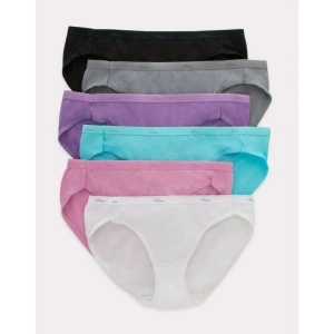 Hanes Women's Cotton Bikini Underwear, Cool Comfort, 6-Pack Assorted 7