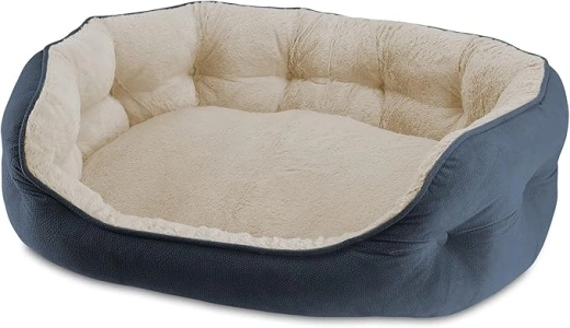 Arlee Cozy Oval Round Cuddler Pet Dog Bed - Memory Foam - Chew Resistant - Assembled USA, Medium/Large, Blue