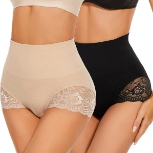 SURE YOU LIKE Tummy Control Shapewear for Women Lace Mid Waisted Underwear Body Shaper Panties