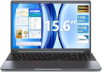15.6 Inch Laptops, Laptop Computer with 12GB RAM 512GB SSD, Celeron N5095 Quad-Core(Up to 2.8GHz), 15.6