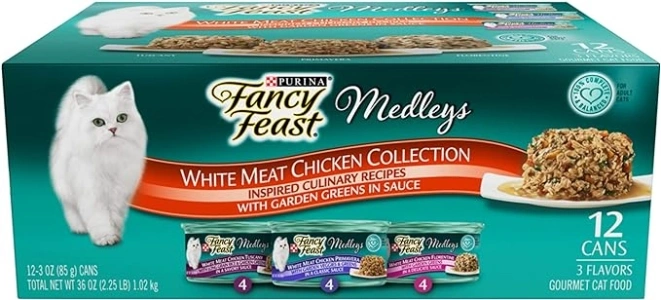 Purina Fancy Feast Wet Cat Food Variety Pack, Medleys White Meat Chicken in Sauce Collection - (Pack of 12) 3 oz. Cans