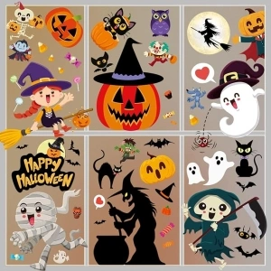 Halloween Window Clings for Kids, Halloween Decorations Clearance, Cute Stickers Decals for Room Decor