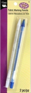 Dritz Fabric Marking Pencils, Water Soluble and Retractable, White & Blue