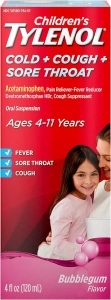 Children's TYLENOL Cold + Flu Oral Suspension, Bubblegum, 4 Fl. Oz