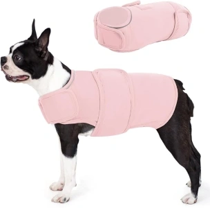 MIGOHI Dog Anxiety Vest, Adjustable Dog Calming Vest with Reflective Trims, Breathable Anti-Anxiety Shirt Dog Anxiety Relief Jacket Wrap, Dog Safety Vest for Thunderstorm Travel Fireworks Pink L