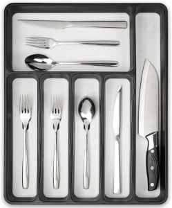 Black Plastic 6 slots silverware organizer