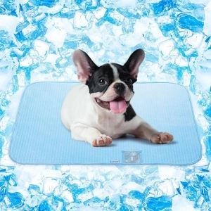 Rywell Dog Cooling Mat, Self Cooling Pad for Dogs, Arc-Chill Q-Max>0.4 Reusable Summer Pet Ice Cool Bed with Super Absorption, Machine Washable & Portable, Home & Travel -M Blue