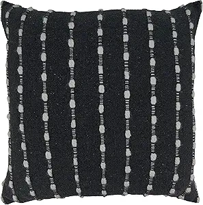 SARO LIFESTYLE Chunky Striped Throw Pillow with Poly Filling, Black, 22