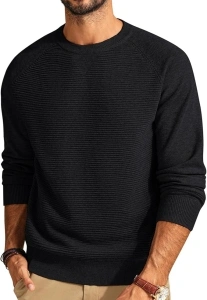 PJ PAUL JONES Men's Crewneck Pullover Sweater Textured Knitted Sweaters Long Sleeve Knitted Jumper