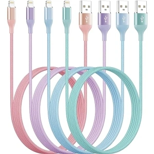 iPhone Charger 6ft 4Pack Lightning Cable Apple MFi Certified Colorful Cute Nylon Braided USB Fast Charging Cord for iPhones 14 13 12 11 Pro MAX Xs XR SE X 8 7 6 5 S Plus iPod iPad