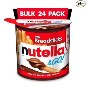 Nutella & GO! Bulk 24 Pack, Hazelnut and Cocoa Spread with Breadsticks, Snack Cups for Kids, 1.8 oz Each